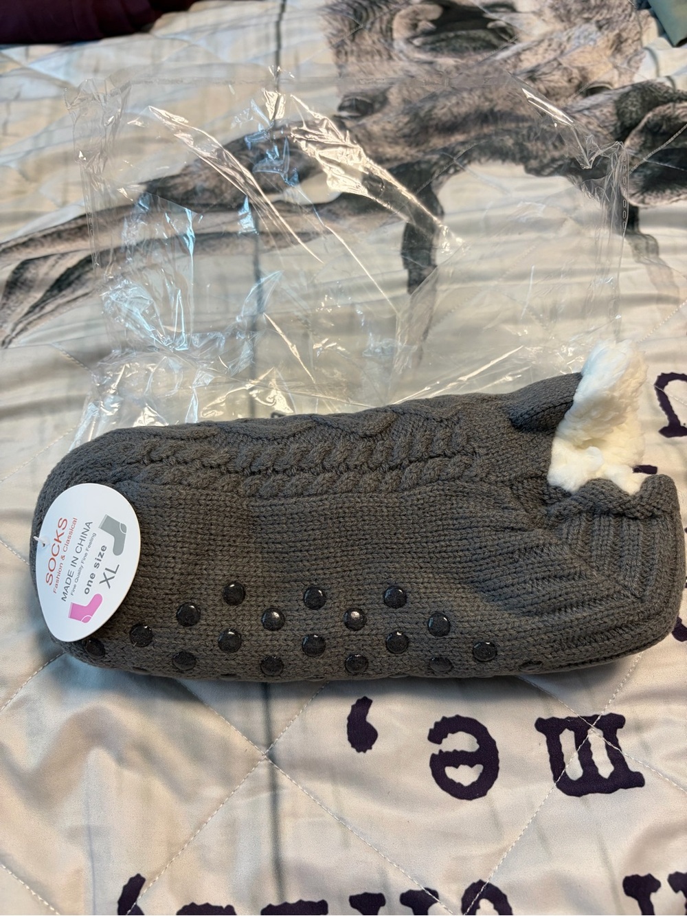 Cozy Gripper Slipper Socks - Gray